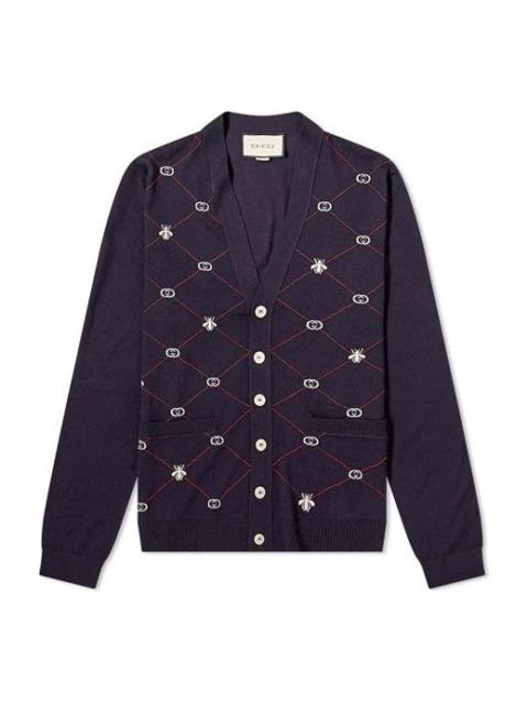 Gucci GG Jacquard and Bee Cardigan Navy 597741-XKA4I-4206