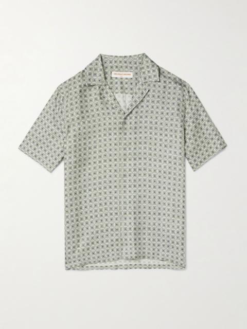 Maitan Camp-Collar Printed Silk-Satin Shirt Gray