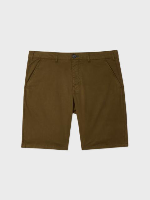 Dark Khaki Organic Cotton-Twill Shorts