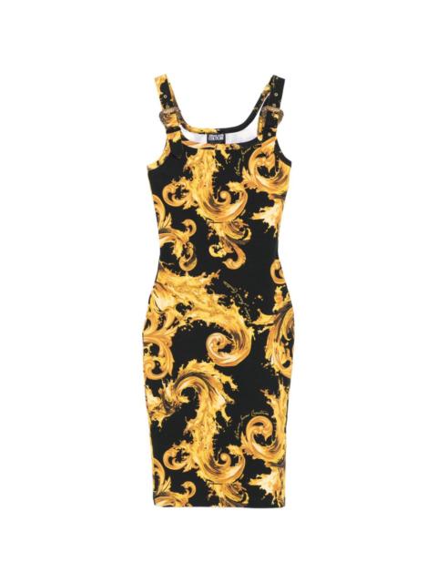 Baroque-print midi dress