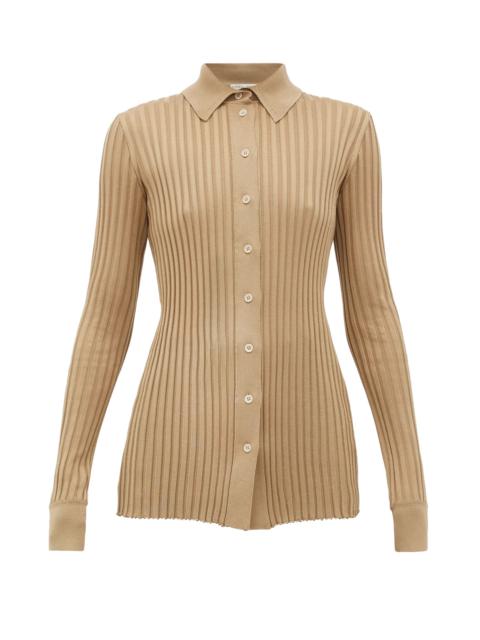 Ribbed-knit silk cardigan