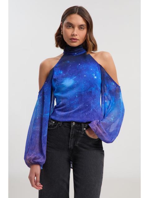 Cosmic Cold Shoulder Woven Blouse