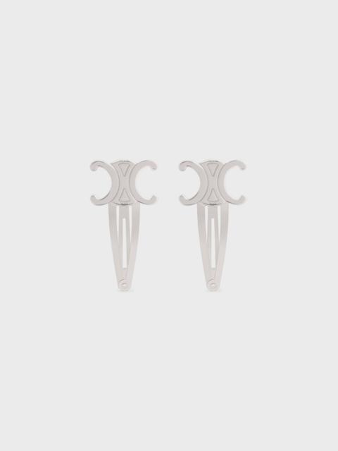 Triomphe Set of 2 Snap Hair Clip in Brass with Rhodium Finish and Steel