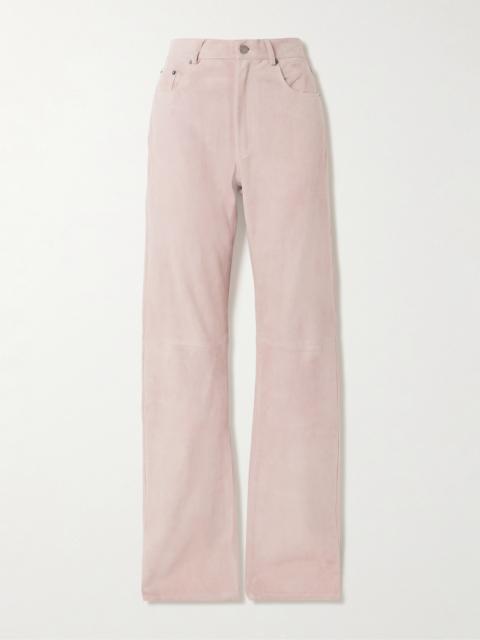 Star Paneled Suede Straight-leg Pants