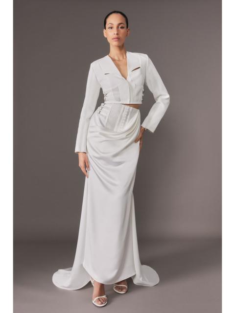 Archive Collection - Tailored Satin Drape Corset Detail Fishtail Maxi Skirt