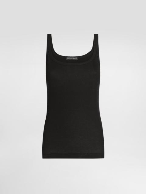Fine-rib tank top