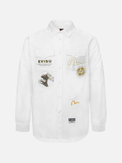 MULTI-POCKET AND LOGO PATCH EMBROIDERED RELAX FIT SHIRT