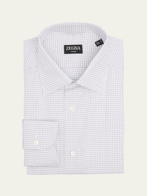 Men's Trofeo Cotton Grid Check Dress Shirt