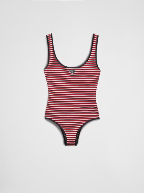 Striped interlock jersey one-piece swimsuit