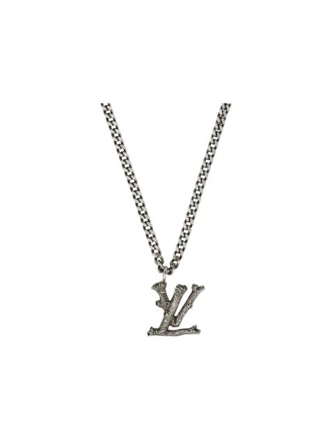 Louis Vuitton LV Wood Necklace Aged Silver