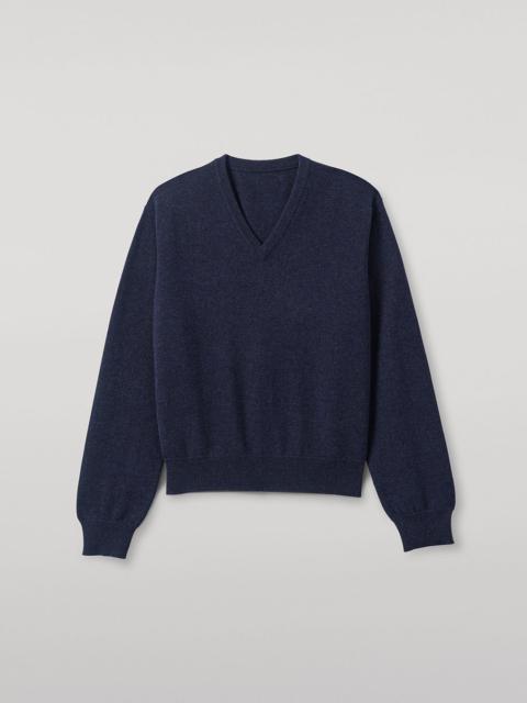 Lunan Navy Classic Cashmere V Neck Jumper