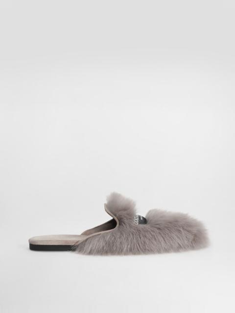 Shearling and suede slippers