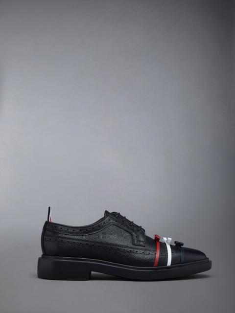 Black Pebble Grain Leather Lightweight Rubber Sole 3-Bow Longwing Brogue