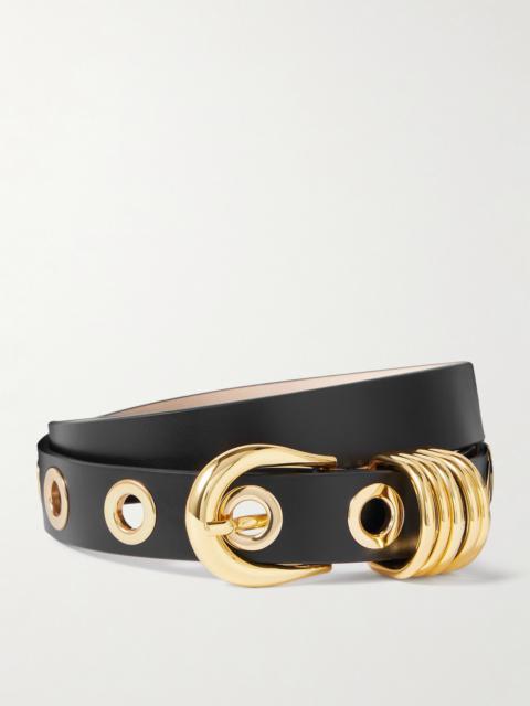 Hollyhock Rivet Eyelet-embellished Leather Waist Belt