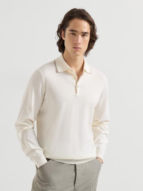 Sea Island cotton and cashmere lightweight knit polo