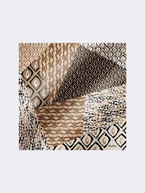 Printed silk oversized scarf - BEIGE