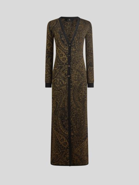 MAXI CARDIGAN IN WOOL-BLEND JACQUARD WITH METALLIC PAISLEY MOTIF