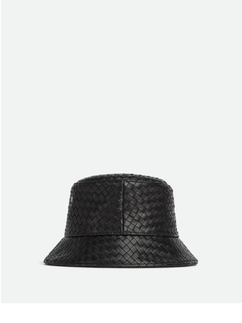 intrecciato leather bucket hat