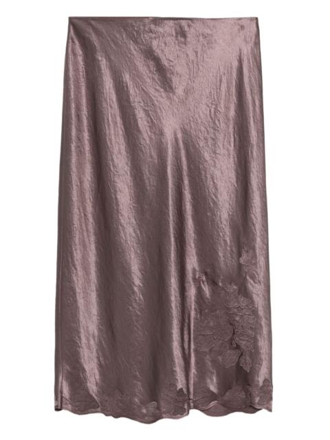 satin-finish midi skirt