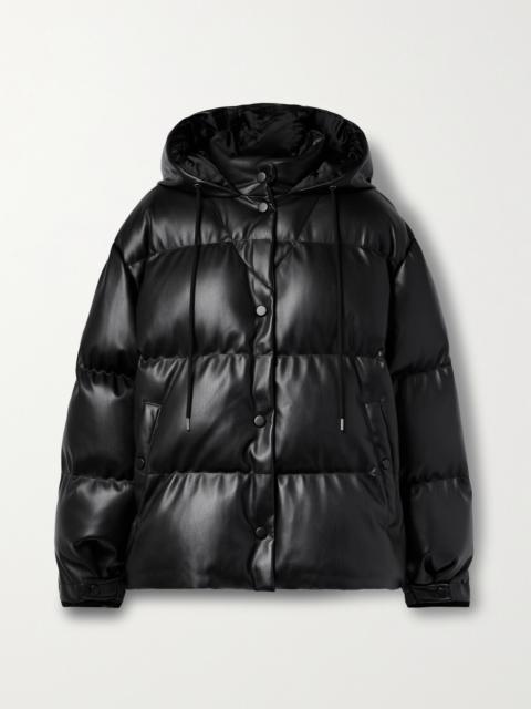 + Net Sustain Hooded Quilted Padded Vegetarian Leather Jacket