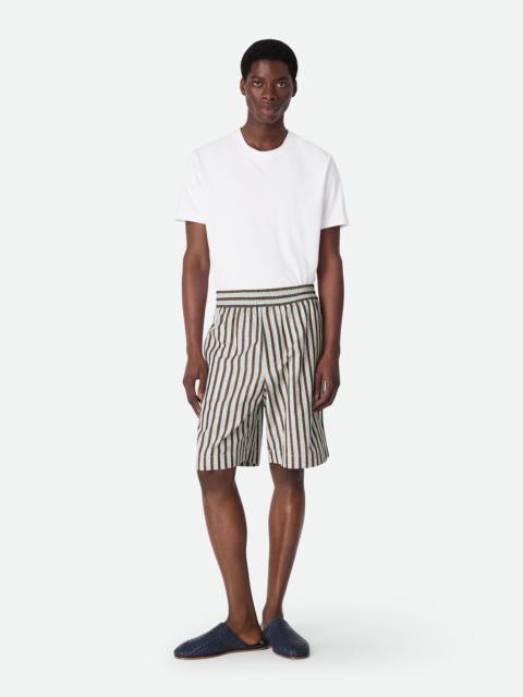 Stripe Cotton And Linen Shorts