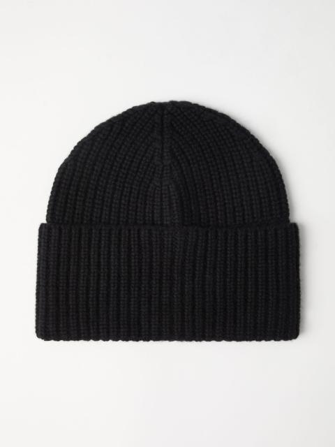 Cashmere English rib knit beanie