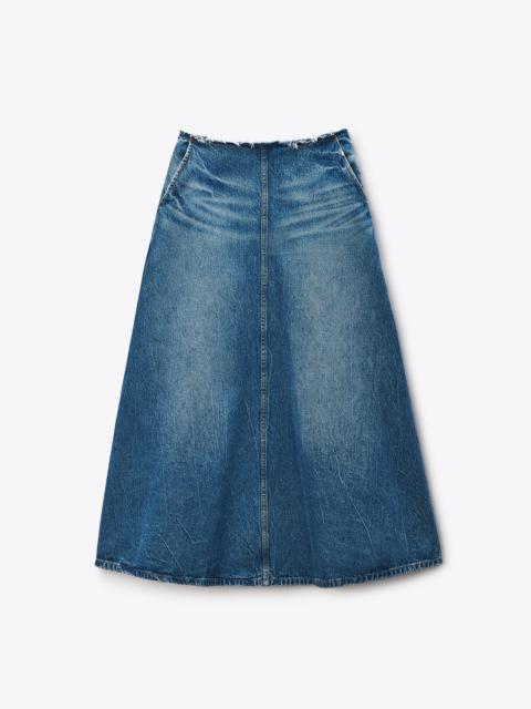 A-Line Denim Skirt Midi