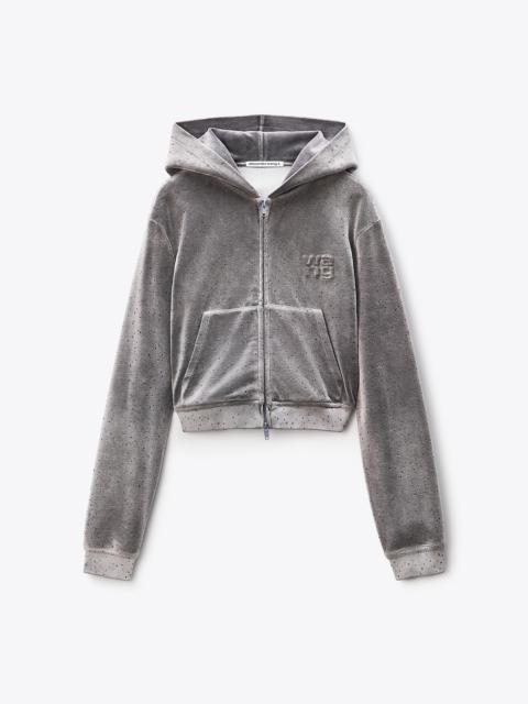 Shrunken Hoodie in Crystal Hotfix Velour