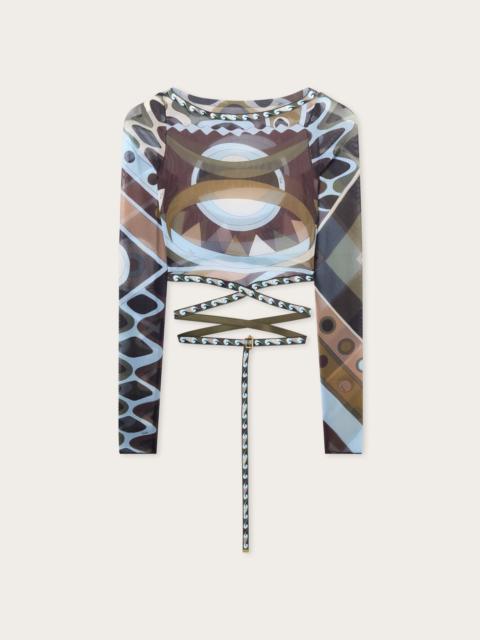 VIVARA PRINT TULLE CROP TOP