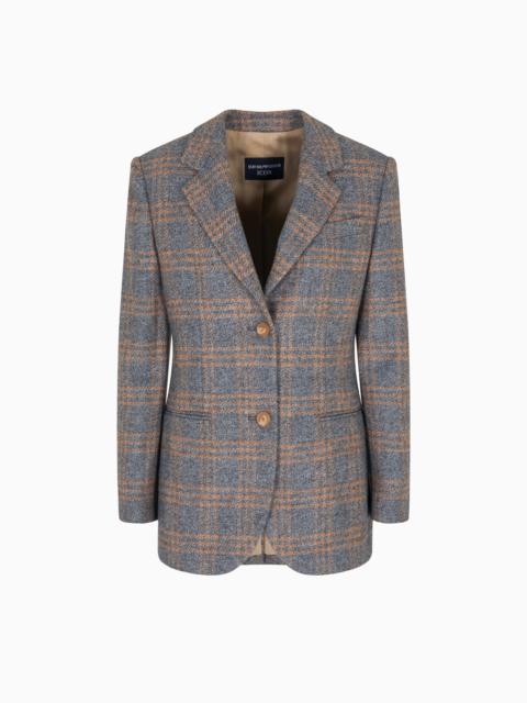 ICON VIRGIN-WOOL BLEND SINGLE-BREASTED BLAZER WITH CHECK MOTIF