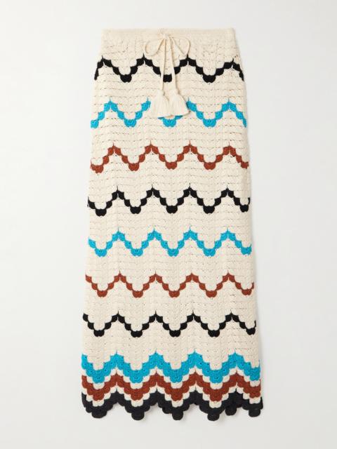 Safi Scalloped Crocheted Cotton Midi Skirt