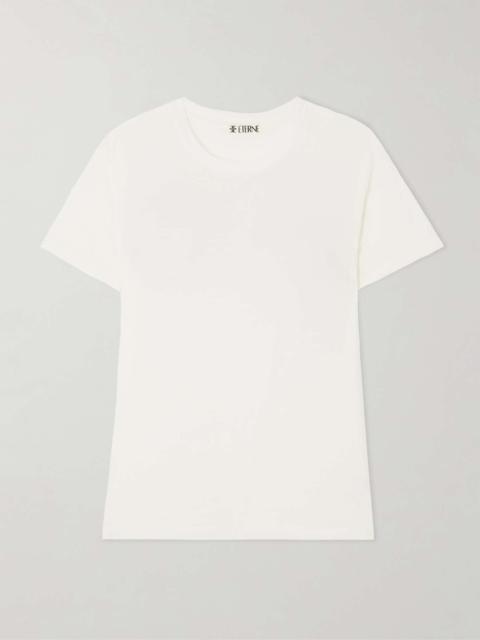 Short Sleeve Baby Tee cropped cotton and modal-blend jersey T-shirt Ivory
