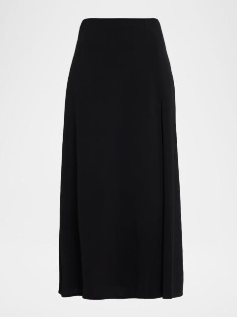 Side-Slit Jersey Midi Skirt