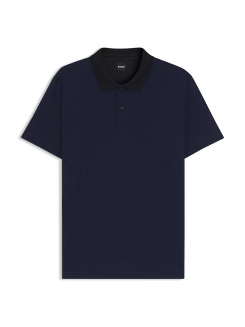 MERCERIZED-COTTON POLO SHIRT WITH GEOMETRIC JACQUARD