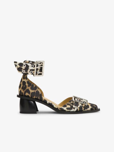 LEOPARD PRINT FEMININE BUCKLE OPEN CUT PUMPS