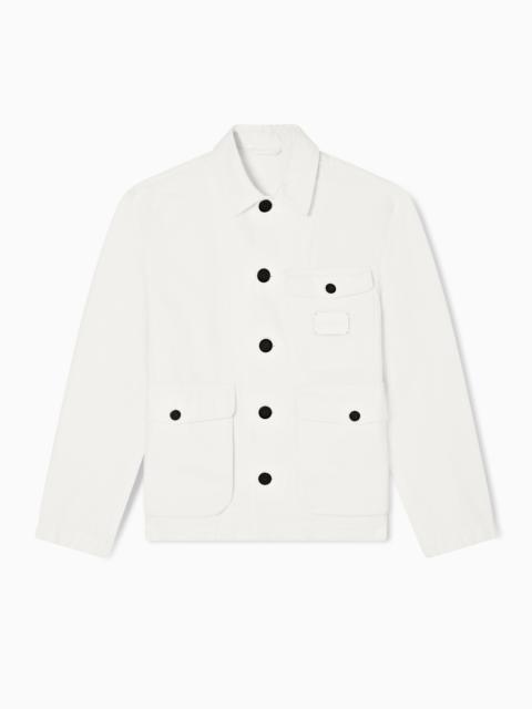 DENIM-EFFECT TWILL JACKET WITH LOGO PATCH