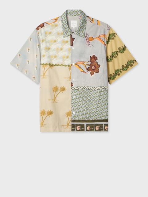 Blue and Yellow Multi Textile Mix-Up Shirt