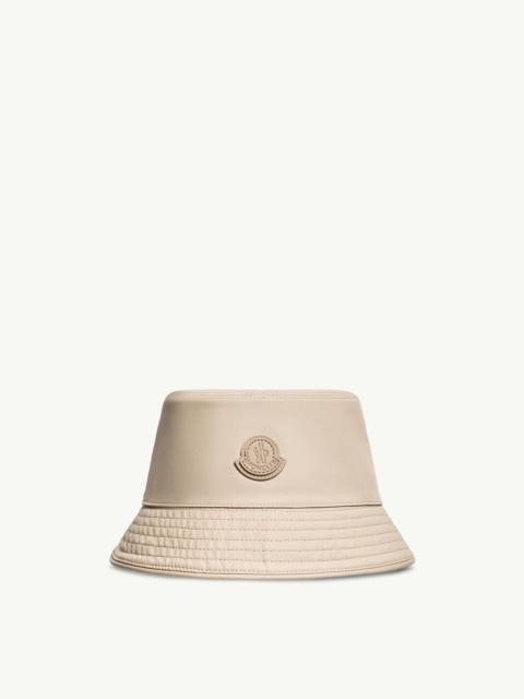 Leather Logo Cotton Blend Bucket Hat