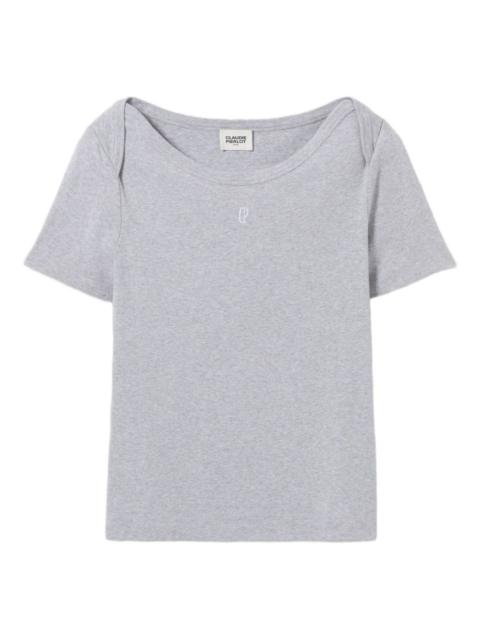boat-neck short-sleeve T-shirt
