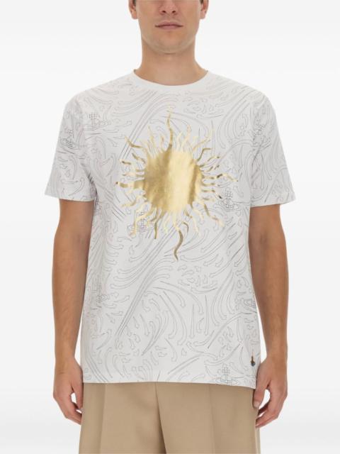 sun-motif printed T-shirt