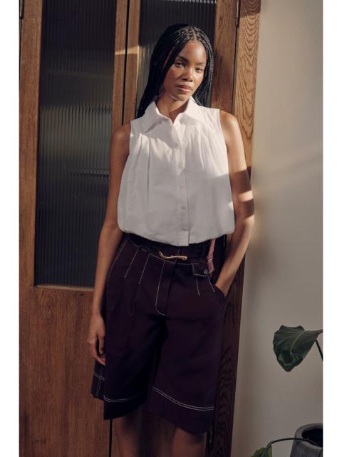 Cotton Sleeveless Puffball Shirt