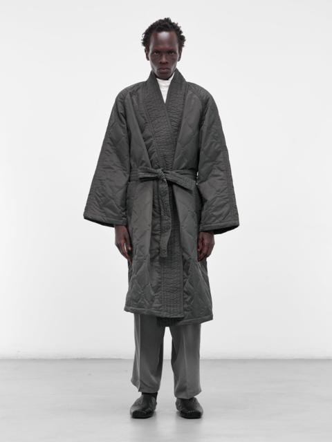 Gray Quilted Nylon Kimono Coat
