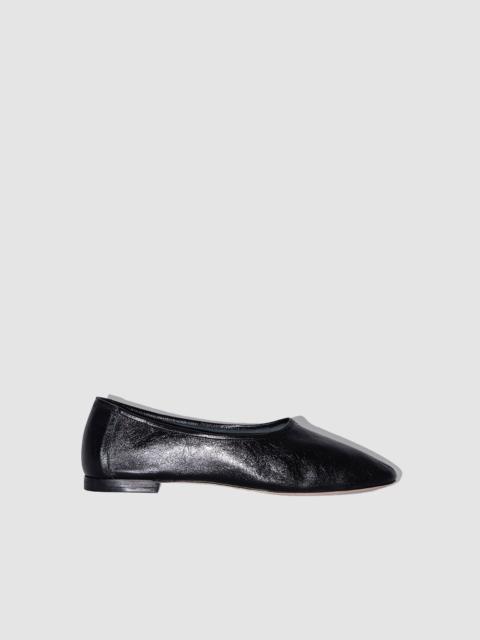 Prudence Black Creased Leather Ballet Flat