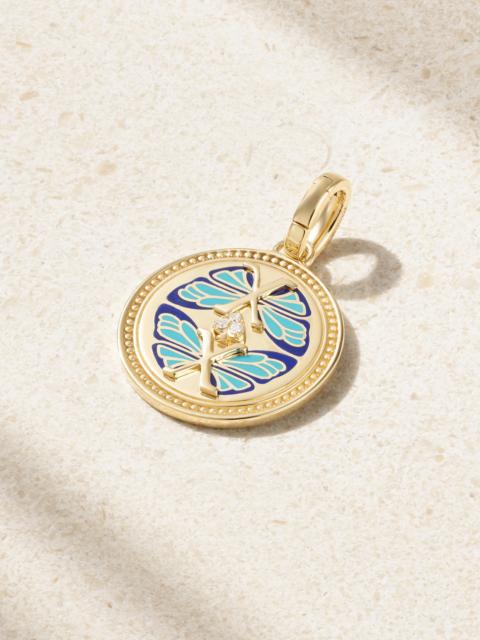 Reverie 18-karat Gold, Enamel And Diamond Pendant