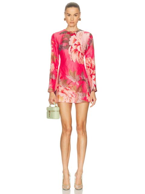 Aliza Long Sleeve Mini Dress in Peony Print