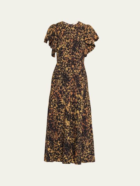 Blithe Flutter-Sleeve Midi Dress