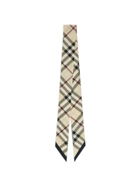 skinny check silk scarf