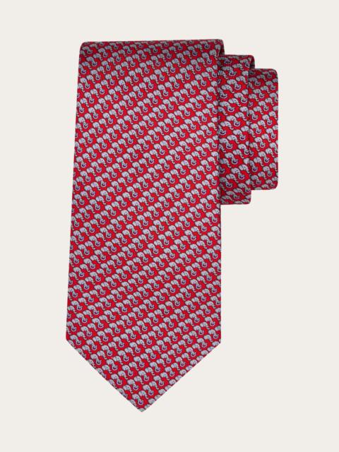 Elephant print silk tie