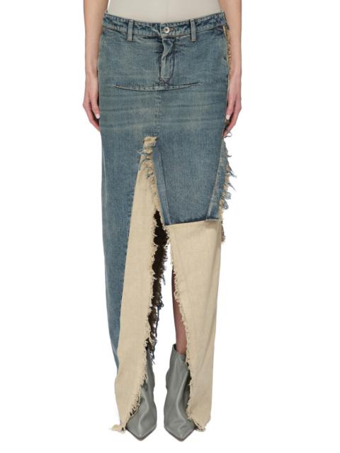 Blue & Off-White Concordians Sliced Denim Maxi Skirt