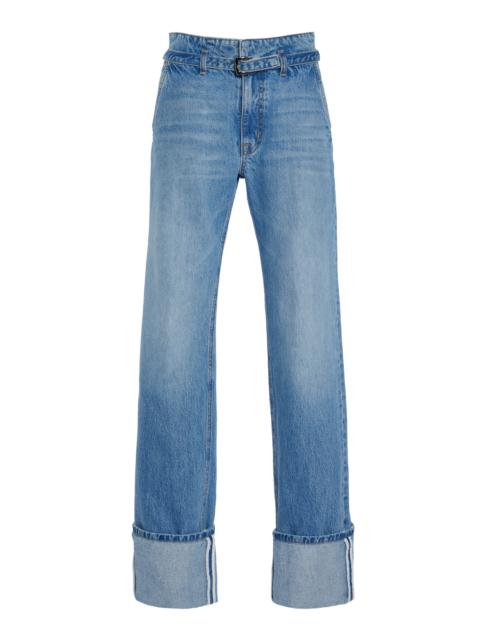 The Alexa Cuffed Rigid Low-Rise Straight-Leg Jeans medium wash